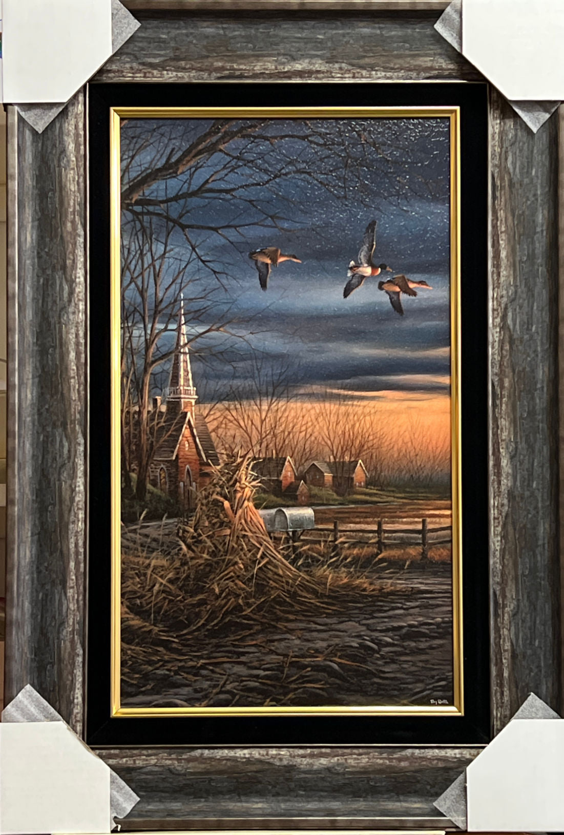 Terry Redlin Country Neighbor Church Mallard Duck Print-Framed 18.5 x ...