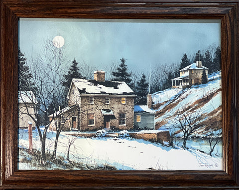 JoHn Rossini February Evening Full Moon Art Print-Framed 19 x 15