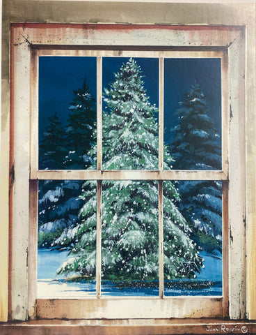 John Rossini Holiday Window Christmas Tree Art Print 12 x 16