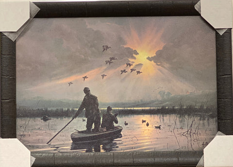 Les Kouba Daybreak on the Marshes Duck Hunting Art Print-Framed 26.5 x 19