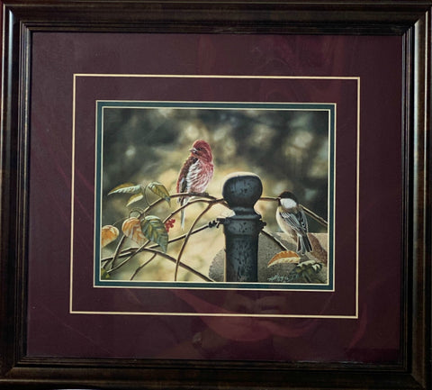 Fence Post Chickadee's Framed Art Print