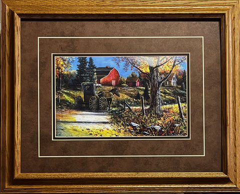 Jim Hansel Country Roads Horse and Buggy Farm Art Print-Framed 21 x 17