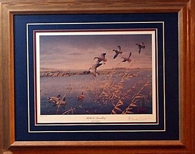 Les Kouba Framed S/N print-MALLARDS ASSEMBLING Framed 21 x 17