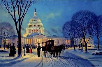 John Barber S/N print-A WINTERS EVENING ON THE HILL