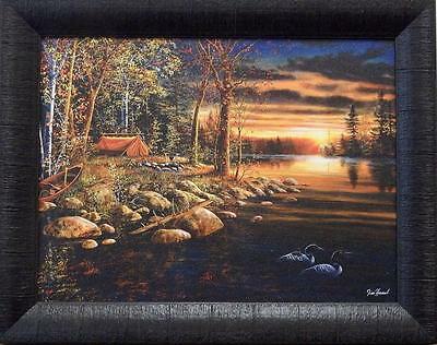 Jim Hansel Wake Up Call  Loon Camping Studio Canvas Print-Framed 19'' x 15''