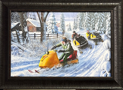 Kevin Daniel Three of a Kind Snowmobile Art Print-Framed 22 x 16