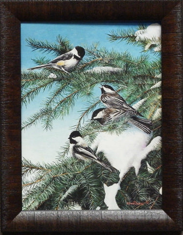 Kevin Daniel Winter Chickadee's Art Print