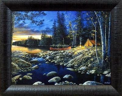 Jim Hansel "Headwaters" Lake Camping Studio Canvas Framed Print- 19" x 15"