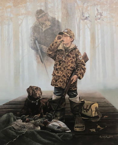 R.J.Mcdonald Answering the Call S/N Boy Duck Hunting Art Print 18 x 22.5