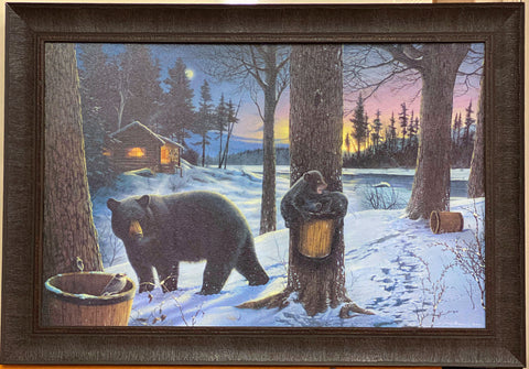 Ervin Molnar Midnight Snack Bear and Cub Art Print-Framed 33.5 x 23.5