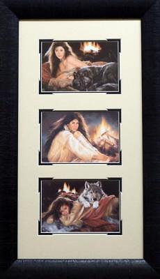 Maija Evening Glow Framed Trilogy Native American Art Print  14 x 24