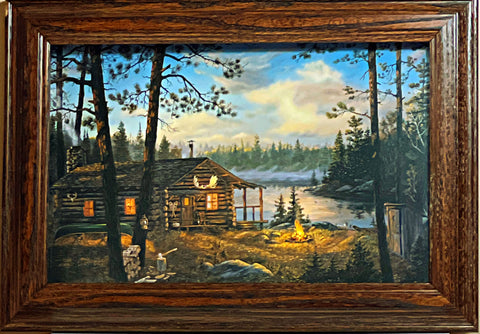 Terry Doughty Wilderness Echo's Cabin Lake Art Decorator Print-Framed 14.5 x 10.5