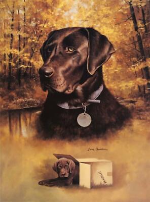 Larry Chandler Chocolate Lab Hunting Dog Art Print 17. x 23.75