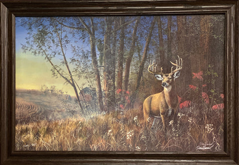 Jim Hansel Misty Morning Bow Hunting Art Print-Framed (Wood) 33 x 23