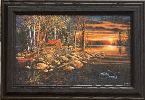 Jim Hansel "Wake Up Call" Loon Framed (Wood) Decorator Print   14.5" x 10"