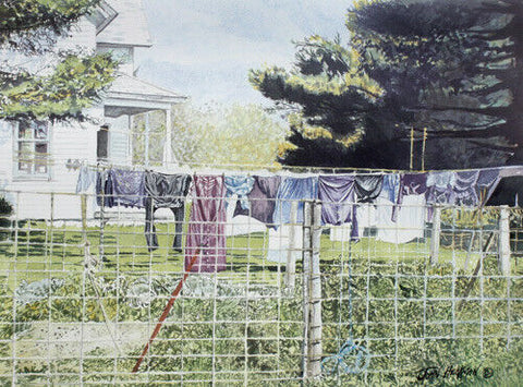 John Heckman Wash Day Amish S/N Art Print-20 x 15