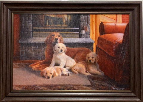 Kevin Daniel  Hearth of Gold Dog Puppy  Art Print-Framed 21.5 x 15.5