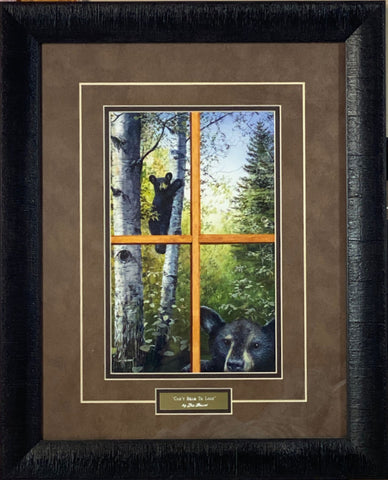 Jim Hansel Can't Bear to Look Bear and Cub Art Print-Framed 17 x 21