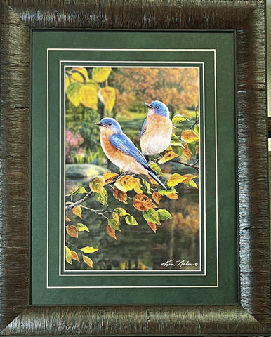 Kim Norlien Bluebirds Rainbow Art Print Framed 15 x 19