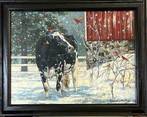 Bonnie Mohr Cardinal Visitors Farm Barn Art Print-Framed 19 x 15