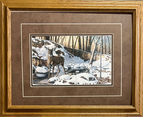 Jim Hansel River Bottom Buck Deer Buck Art Print-Framed 21 x 17