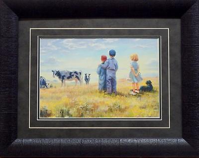 Mary Pettis' Remember When" Cow Pasture Print Framed 19 x 15