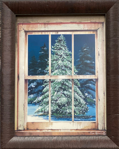 John Rossini Holiday Window Christmas Tree Art Print-Framed 19 x 15