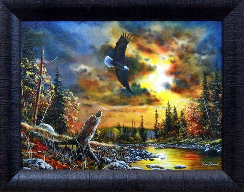 Jim Hansel Watchful Eyes Eagle Studio Canvas Framed Print- 19 x 15