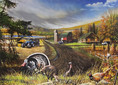 Kevin Daniel Fall Gathering Turkey Pheasant Farm Art Print